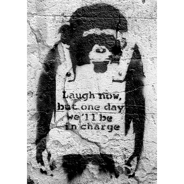 Banksy Poster monkey Laugh now,