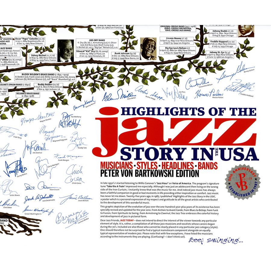 ART PRINT HIGHLIGHTS OF THE JAZZ HISTORY IN THE USA MUSIC POSTER 