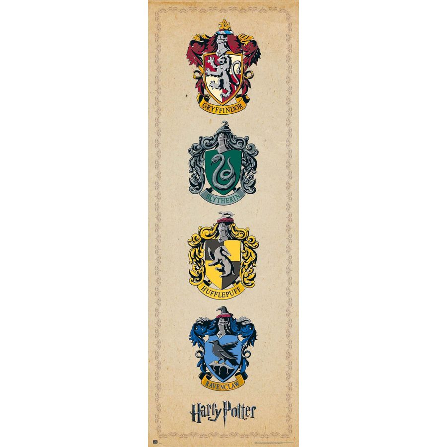Harry Potter Door Poster The Four Houses On Close Up
