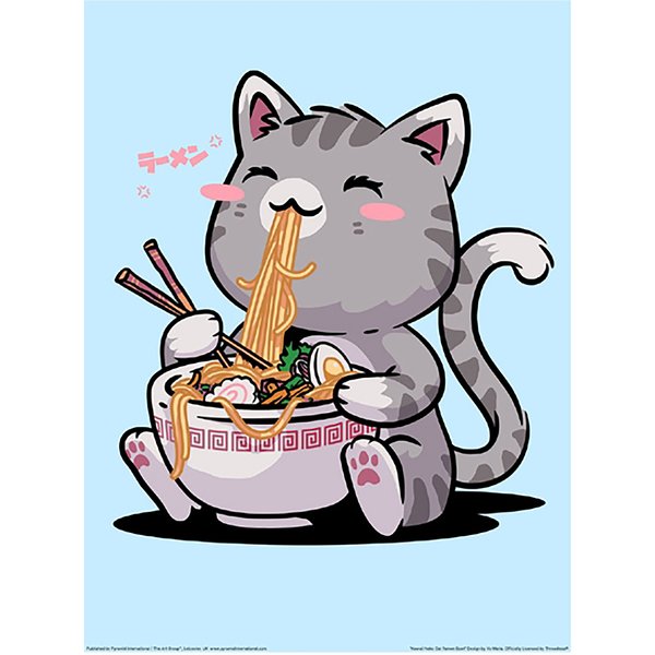 Kawaii Neko Cat Art Print -