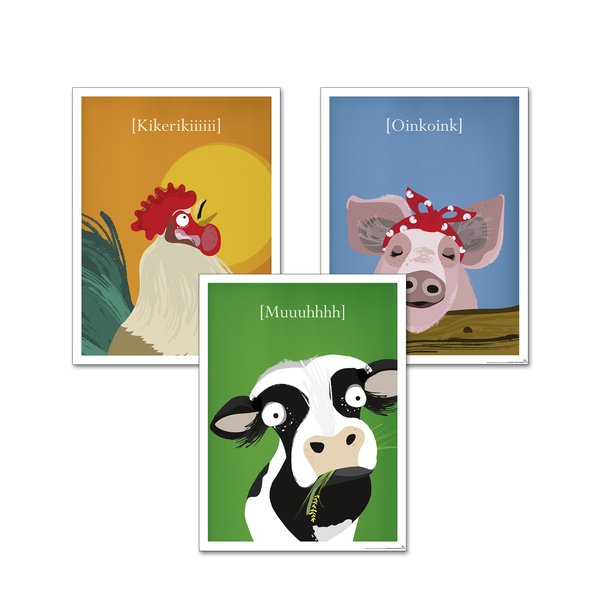 Set of 3 Posters Janette - Farm