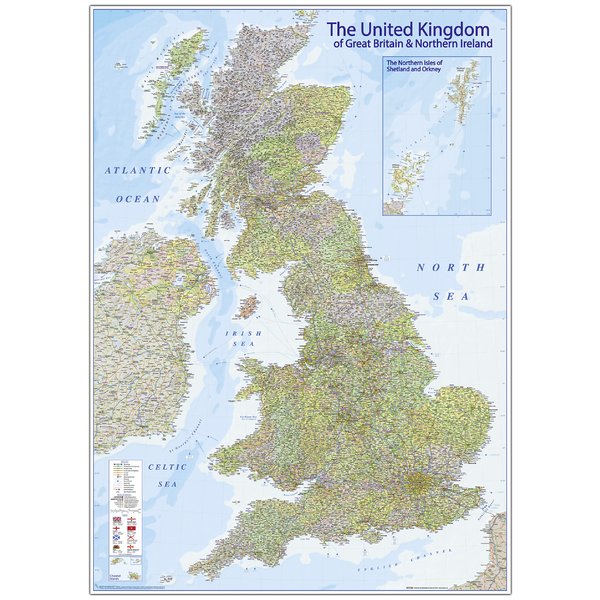XXL Premium MAP United Kingdom Giant Poster - 2020 - Great Britain, England -