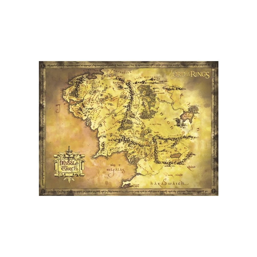 135,5 x 98 cm Herr der Ringe Poster Middle Earth Map Karte von Mittelerde