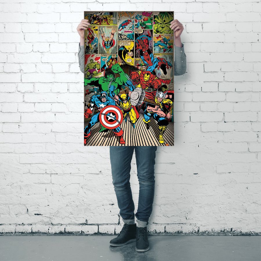 Poster Marvel Comic - Here Come The Heroes, Wall Art, Gifts & Merchandise