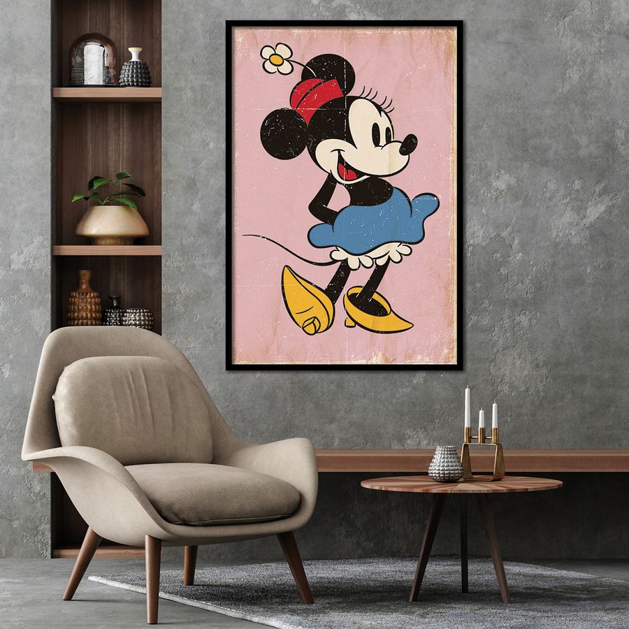 Minnie Mouse - Disney Poster (Retro Minnie / Pink Background