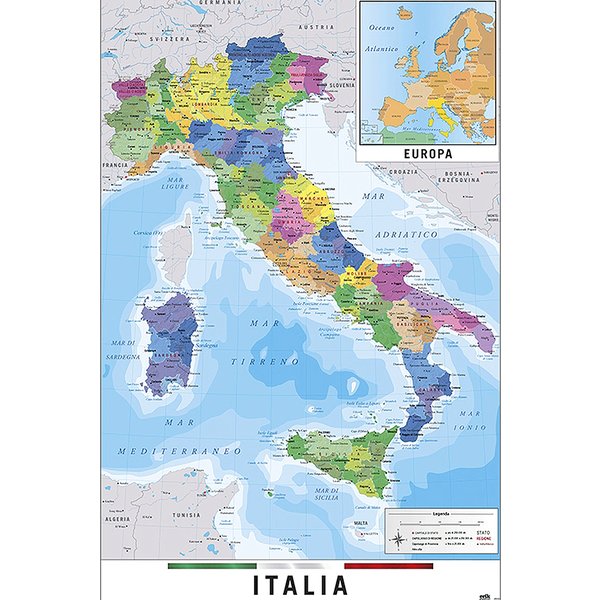 Mappa Italia Fisico Politico