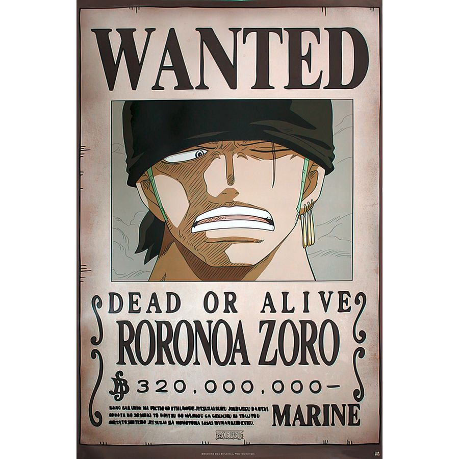 One Piece Poster Wanted Roronoa Zoro - Posters buy now in the shop