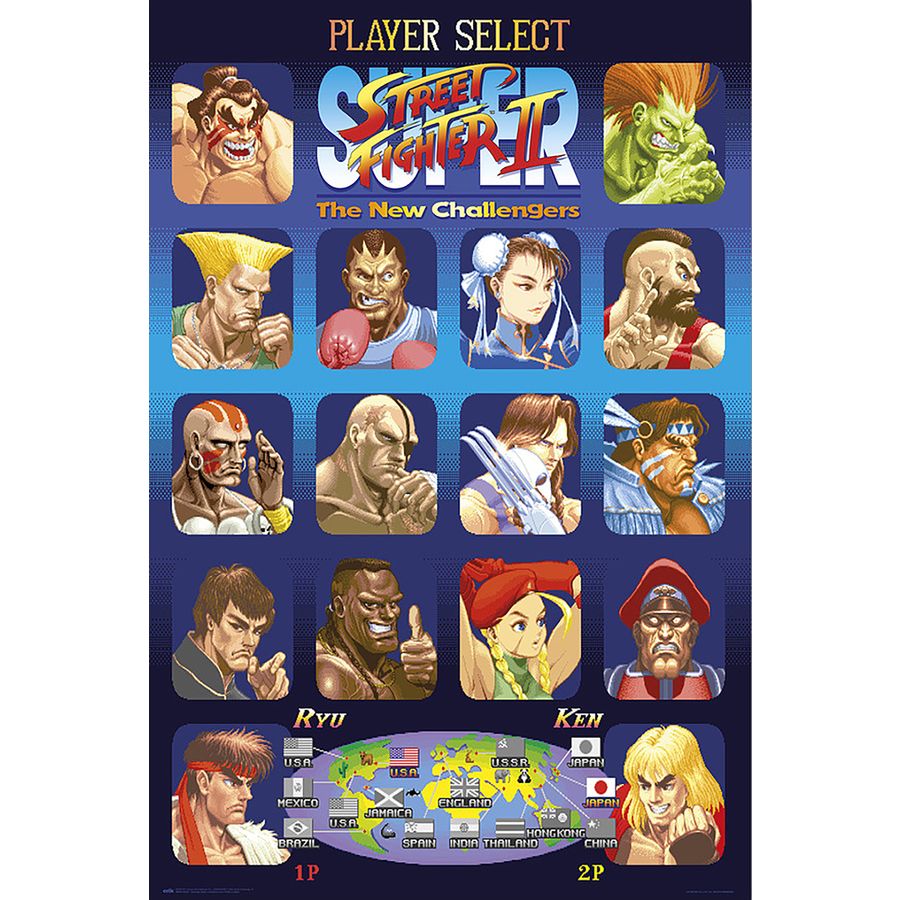 Street Fighter II Poster - Player Select, on Close Up