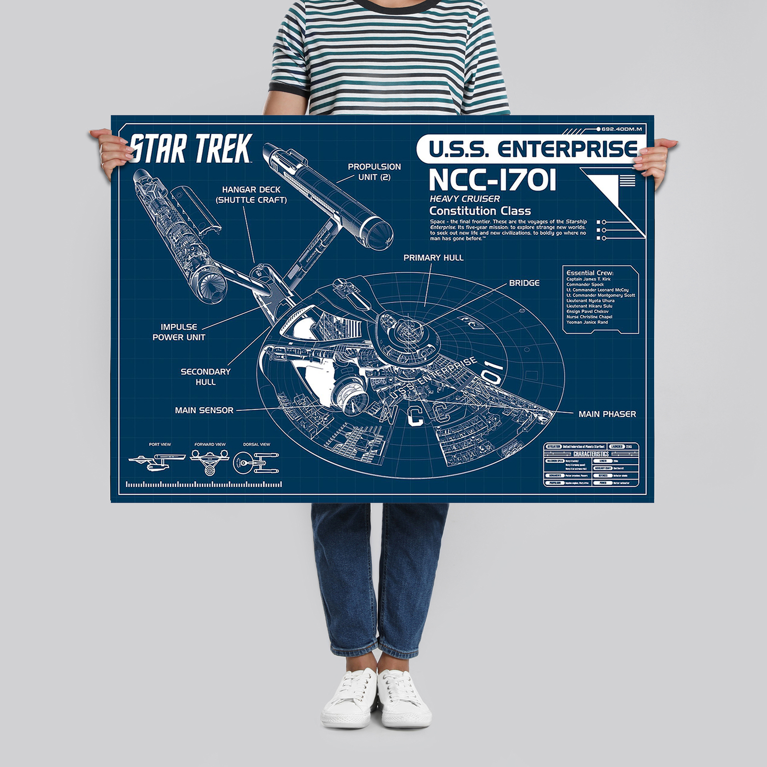 Star Trek U.S.S Voyager NCC 74656 Poster Retro Patent Blueprint Art Print