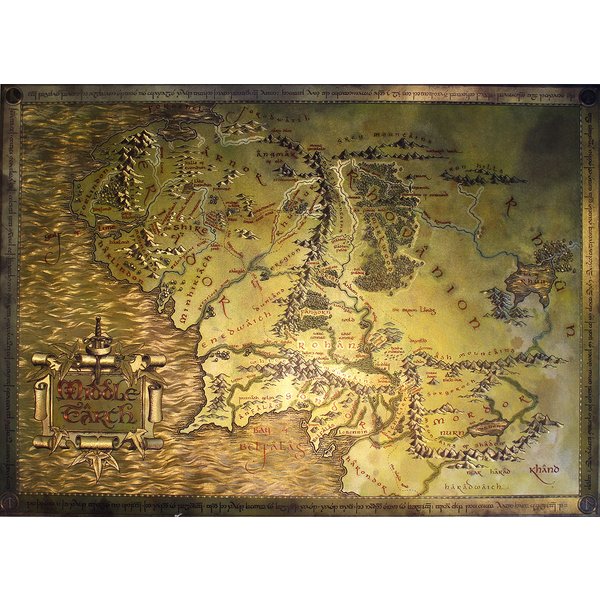 The Hobbit Lord Of The Rings Map of Middle Earth