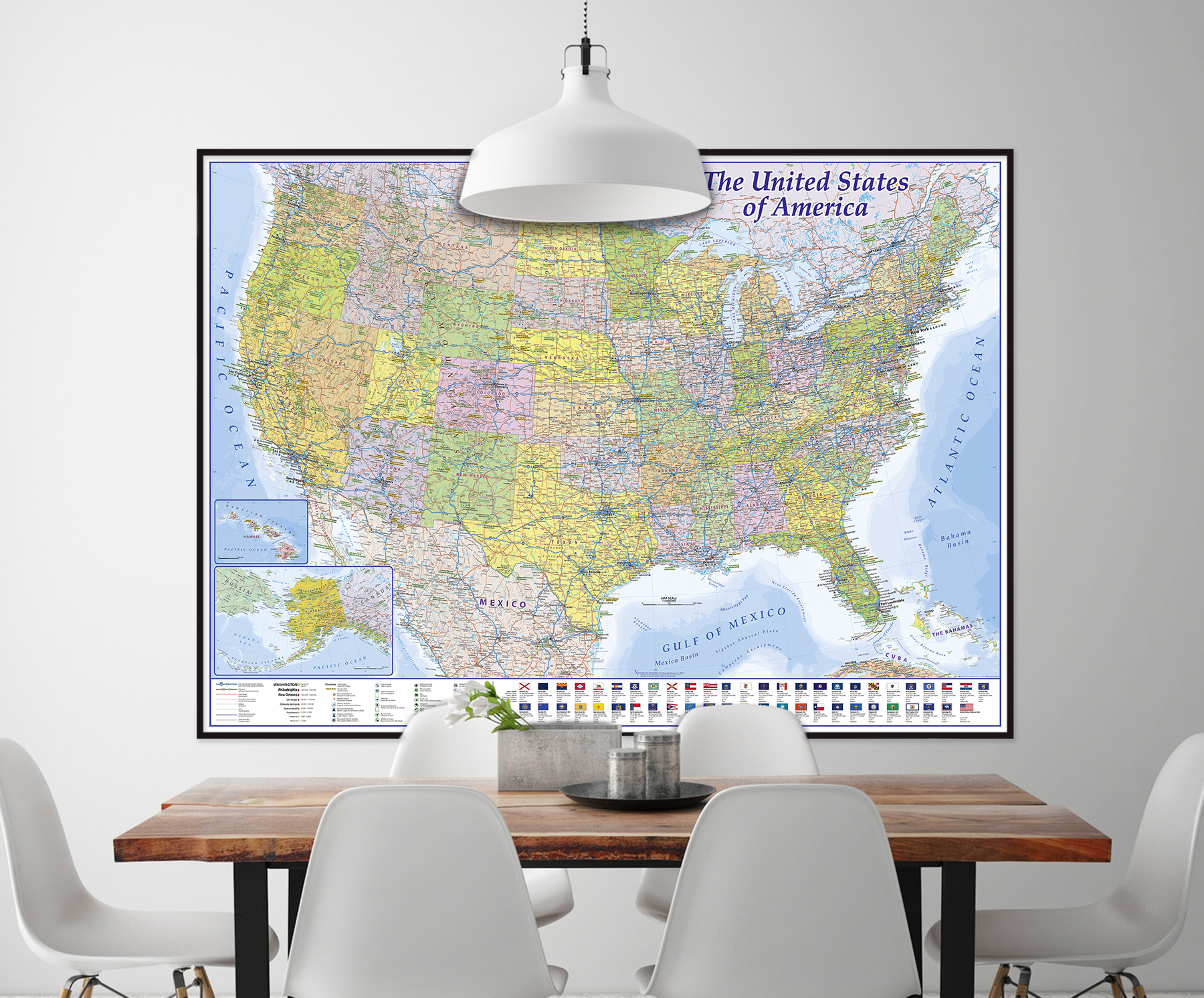 XXL USA Karte Poster Vereinigte Staaten von Amerika in 140x100cm 