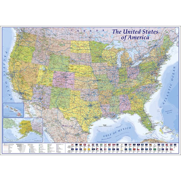 XXL USA Map Premium Poster Giant America Map with all States 55" x 39"