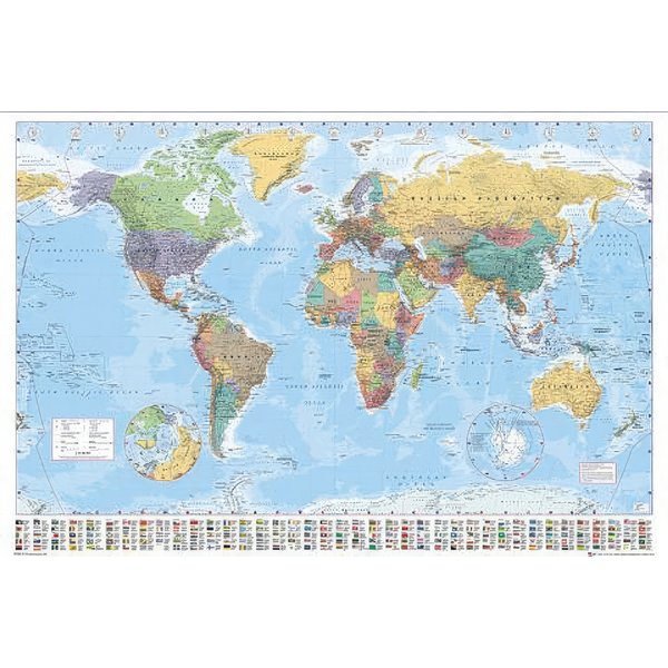 WORLD MAP GIANT POSTER WITH FLAGS