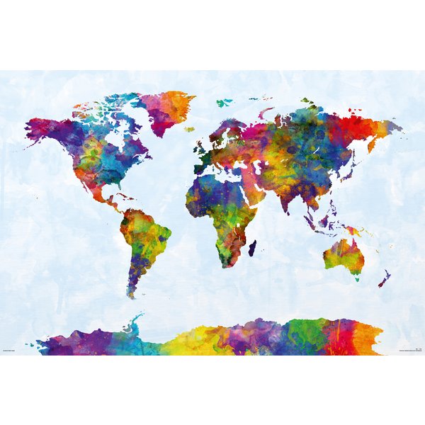 Watercolor World Map Poster -