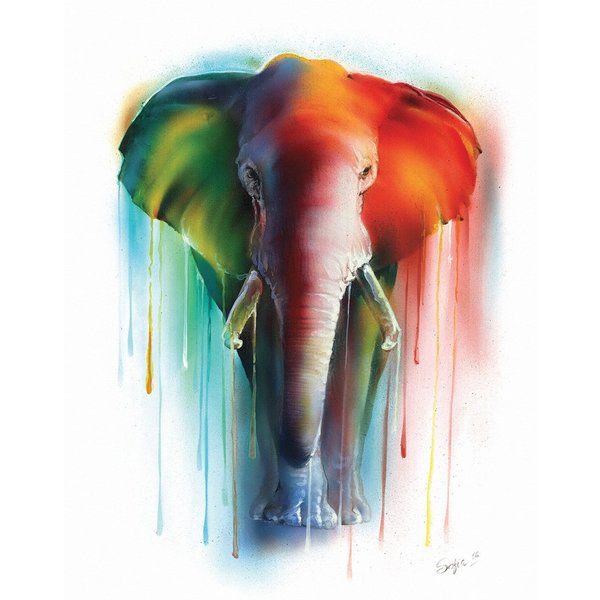 Watercolours Mini Art Print - Elephant
