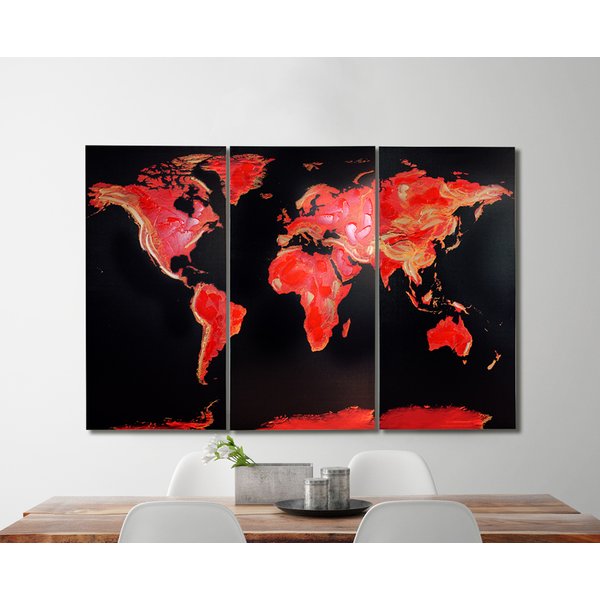World Map Fire Opal with 3D