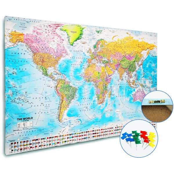 World Map Pin Board XXL 2018 - MAPS IN MINUTES™