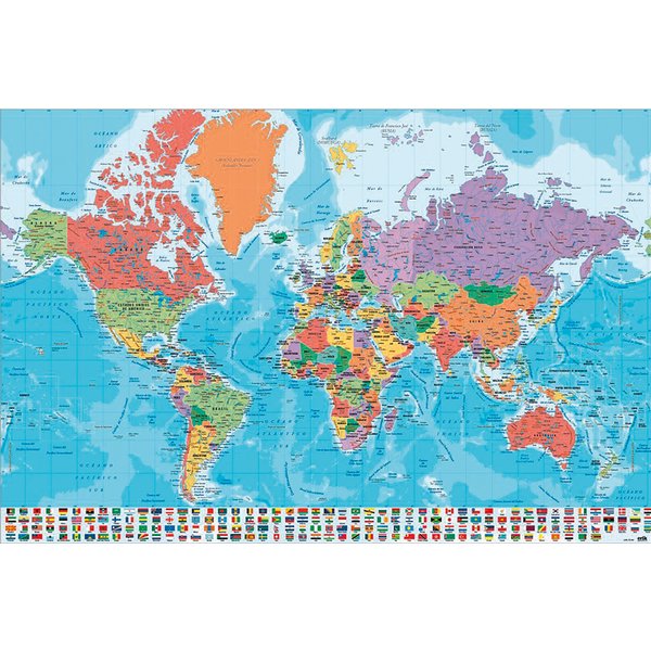 World Map Poster with Flags 